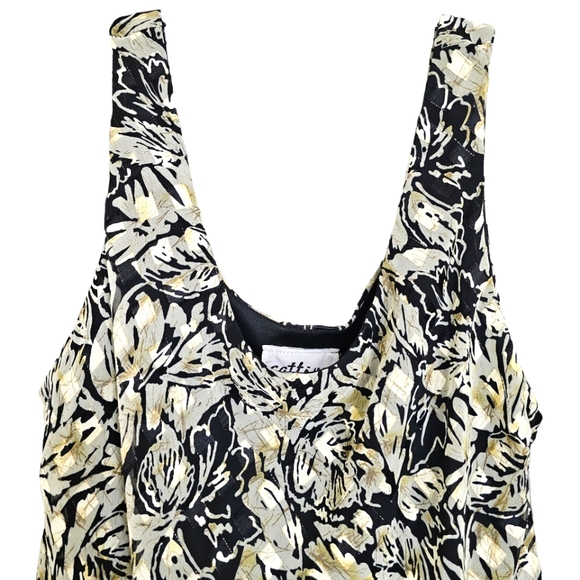 Nwt Saks Fifth Ave. Cattiva   Blk/Tan/Gold Floral Chiffon  Dress/Jacket  2pc Set - Picture 6 of 17